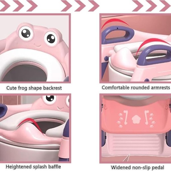 درج الحمام قابل للطي للأطفال باللون الزهري 💕🚽🌟