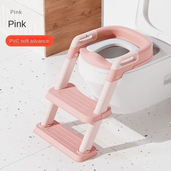 درج الحمام قابل للطي للأطفال 🚽🌟 لون زهري