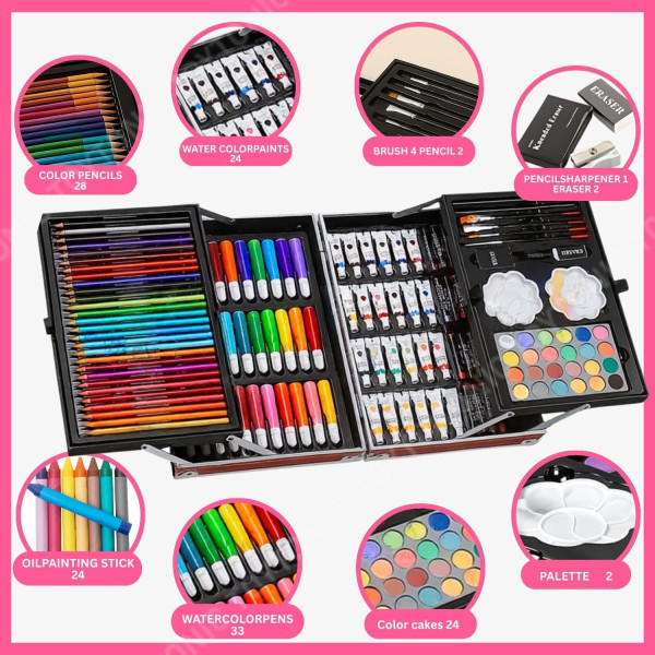 صندوق الوان يونيكورن زهري145 قطعه