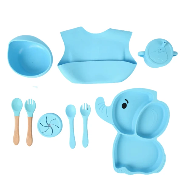 طقم الطعام السيليكون - على شكل فيل