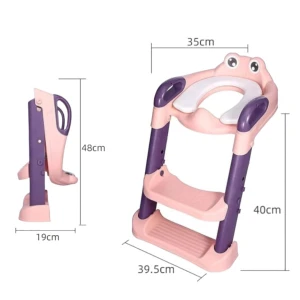 درج الحمام قابل للطي للأطفال باللون الزهري 💕🚽🌟